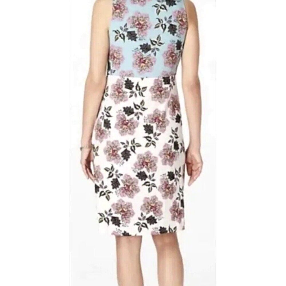 J. Jill Floral Colorblock DressโV Neck Sleeveless Side Pockets Stretch Size Smal - Picture 2 of 13
